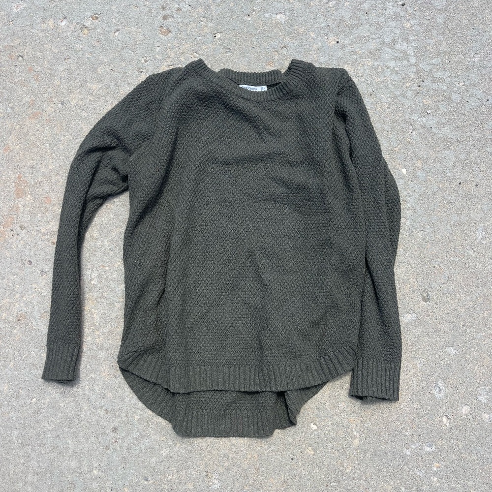 Pink Clover Green Crew Neck Sweater with Relaxed Fit